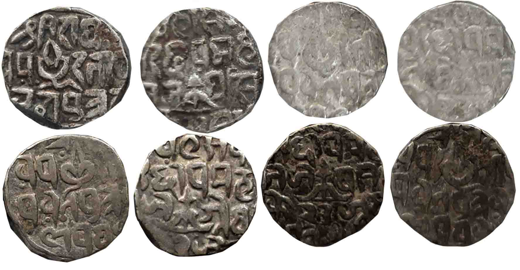 Ajit Singh, Silver Rupees (4), Bajranggarh Mint, Obv: Bow and arrow, Rev: Lotus (KM# 16). 