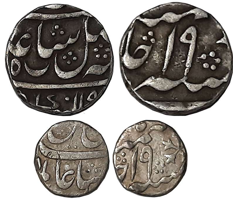Murshidabad, Silver (2), 1/2 Rupee &amp; 1/8 Rupee, 5.77g, 1.41g, RY 19. Very fine, rare. 