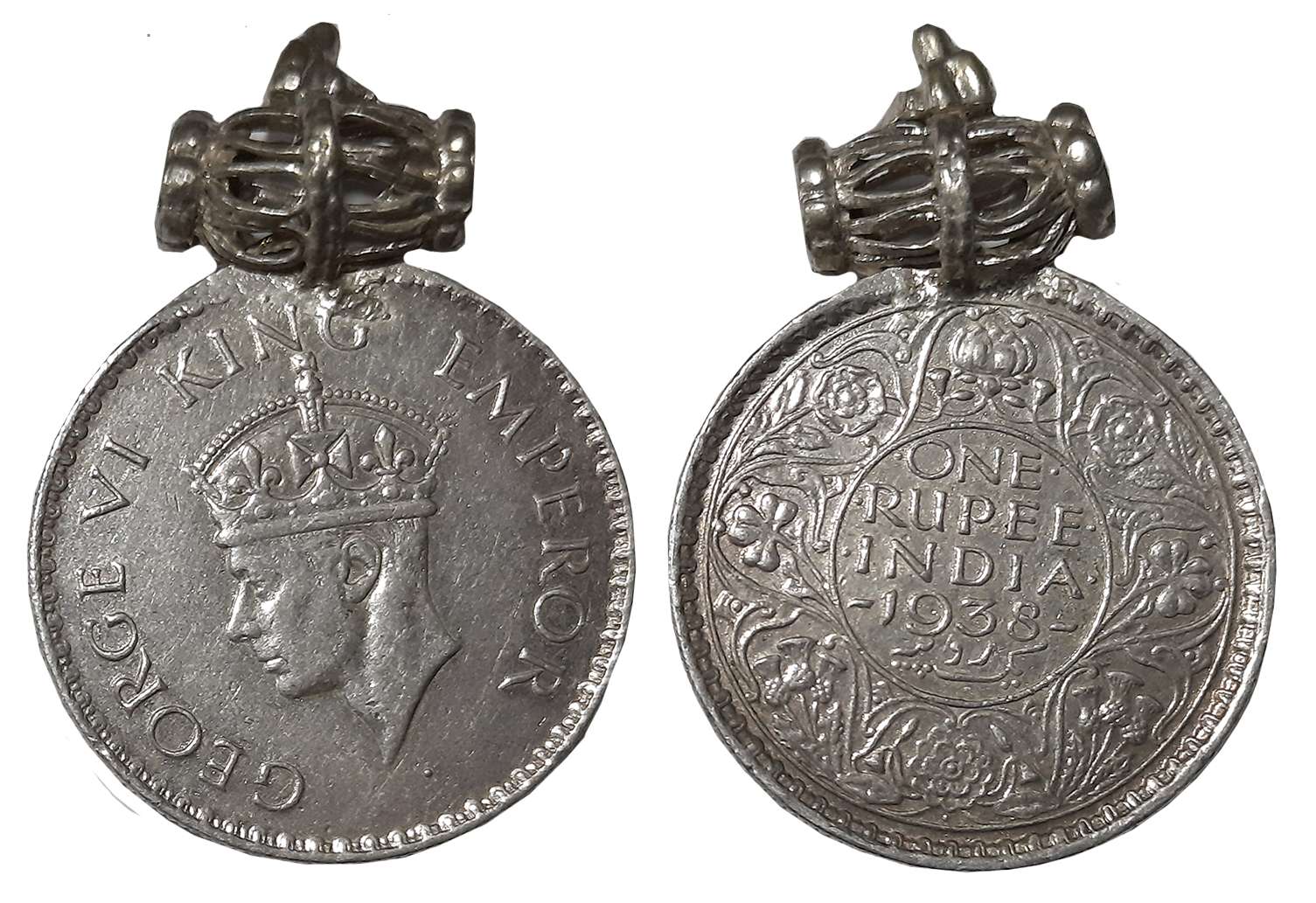George VI, Silver Rupee, 1938, Bombay Mint. Cleaned with jewellery loop.