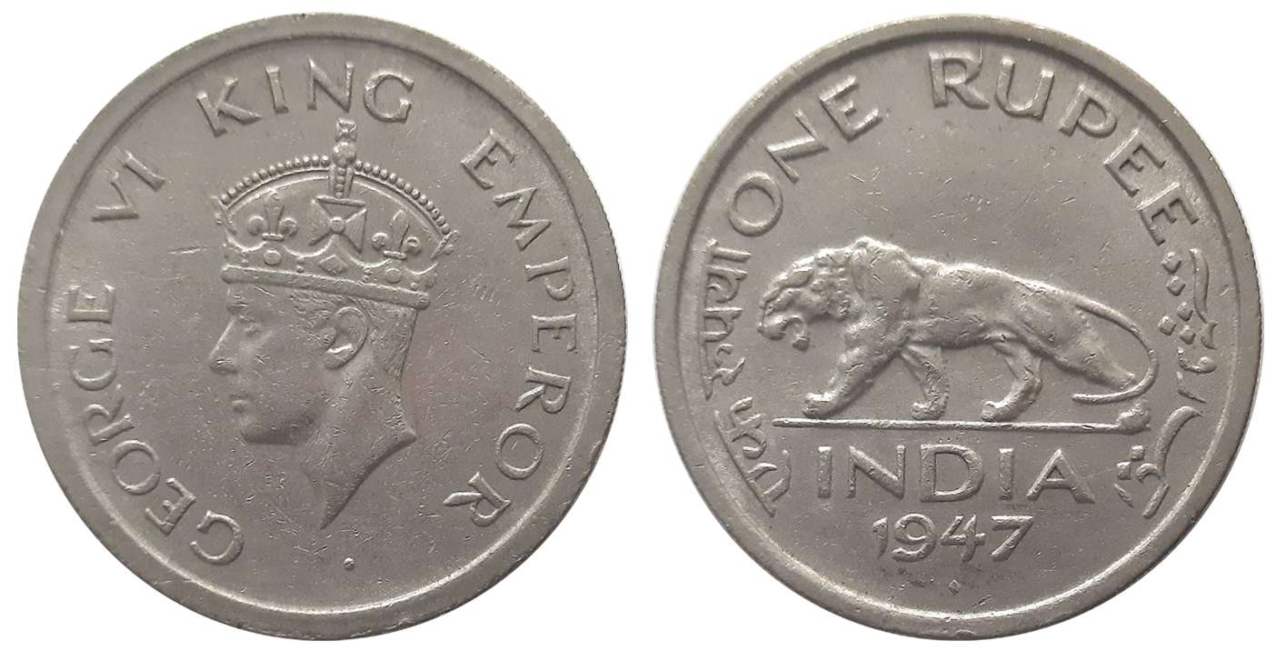 George VI, Nickle, Rupee, 1947. Extremely fine to extremely fine+.