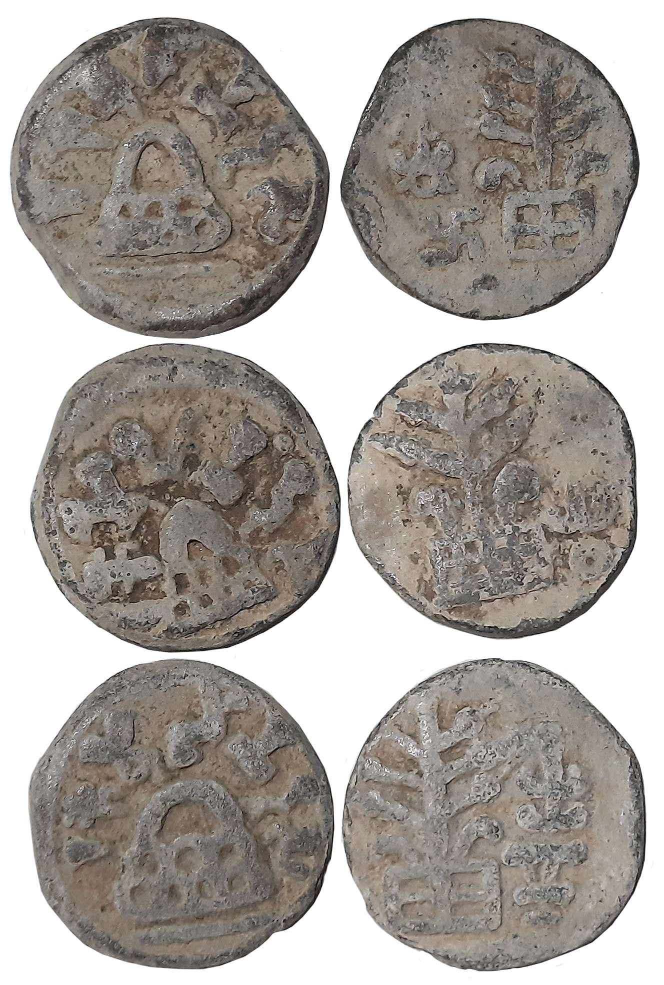Chutus of Banavasi, Mulananda, Lead (3), Obv: Eight-arched hill with circular complete Bra