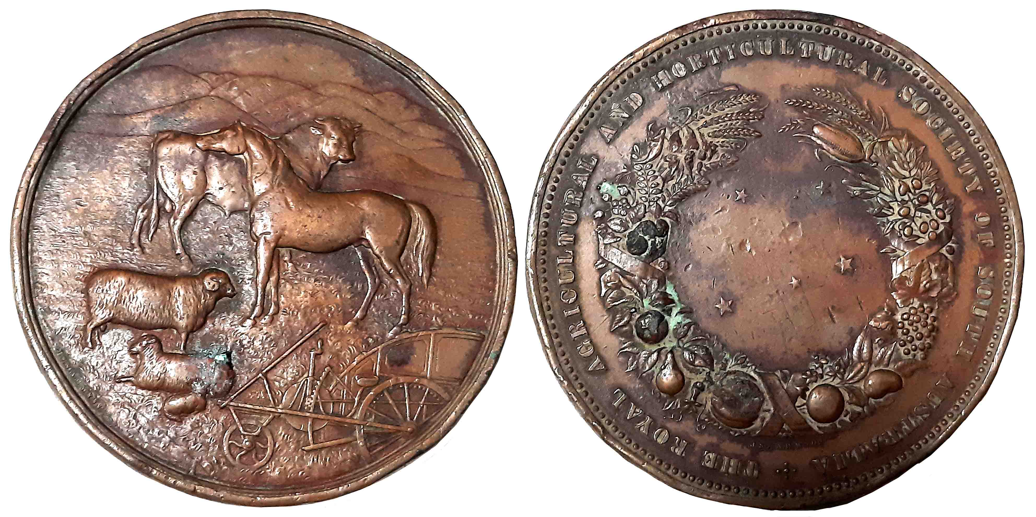 South Australia, Copper, 133.13g, Royal Agricultural & Horticultural Society Prize Medal, 
