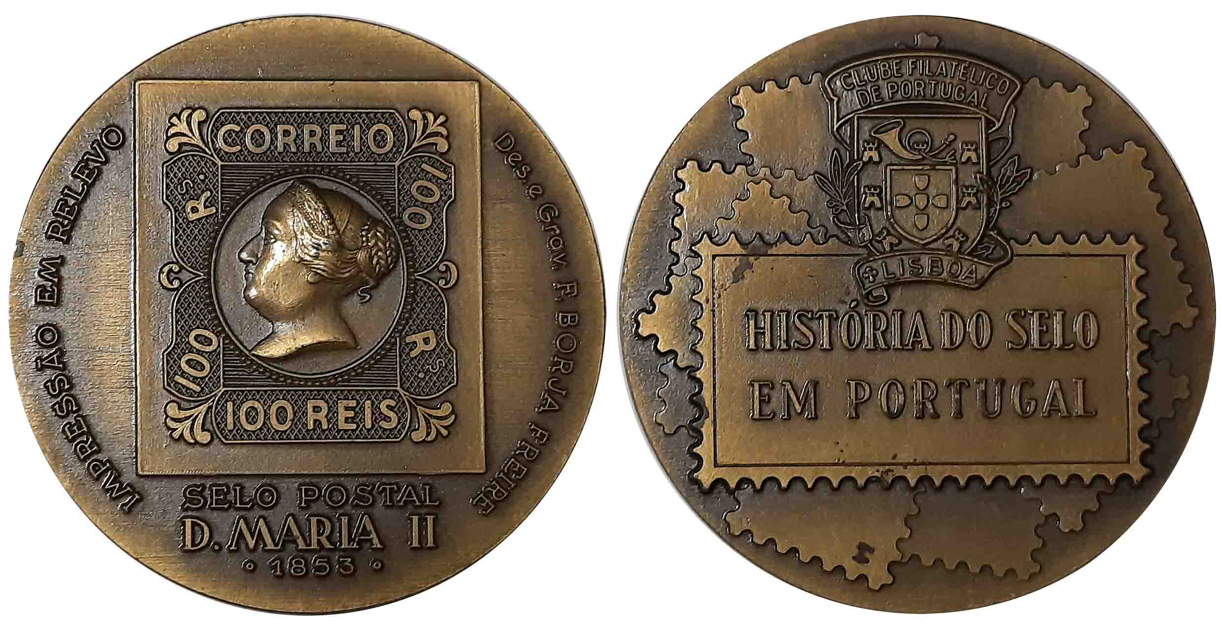 Portuguese Monarchs, Bronze Medal, D. MARIA II, 1853, Obv: Portrait and date, Rev: legend.