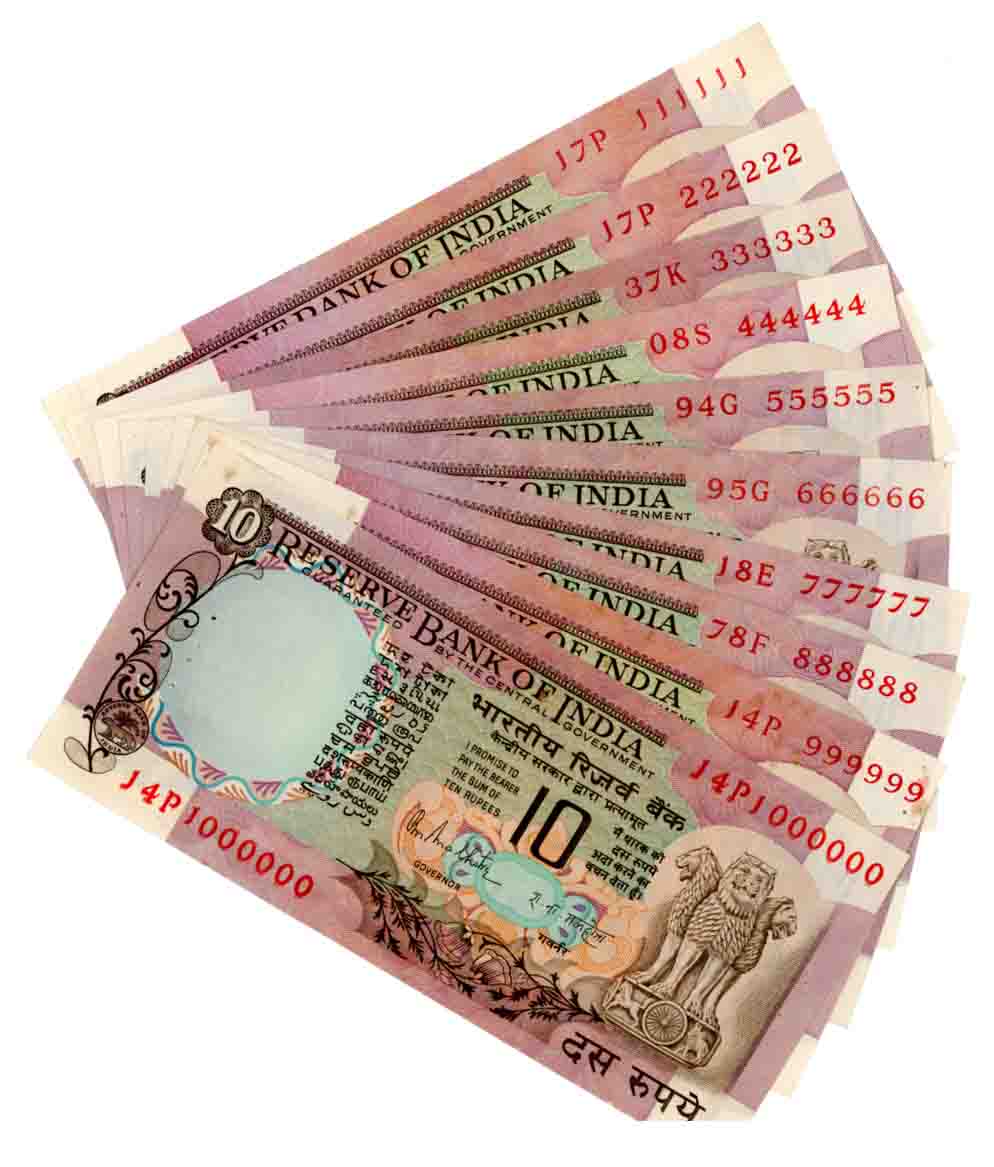 Rupees 10 (10), Fancy Number- 111111 to 1000000, Type 6.4.9, Signed R. N. Malhotra, Prefix
