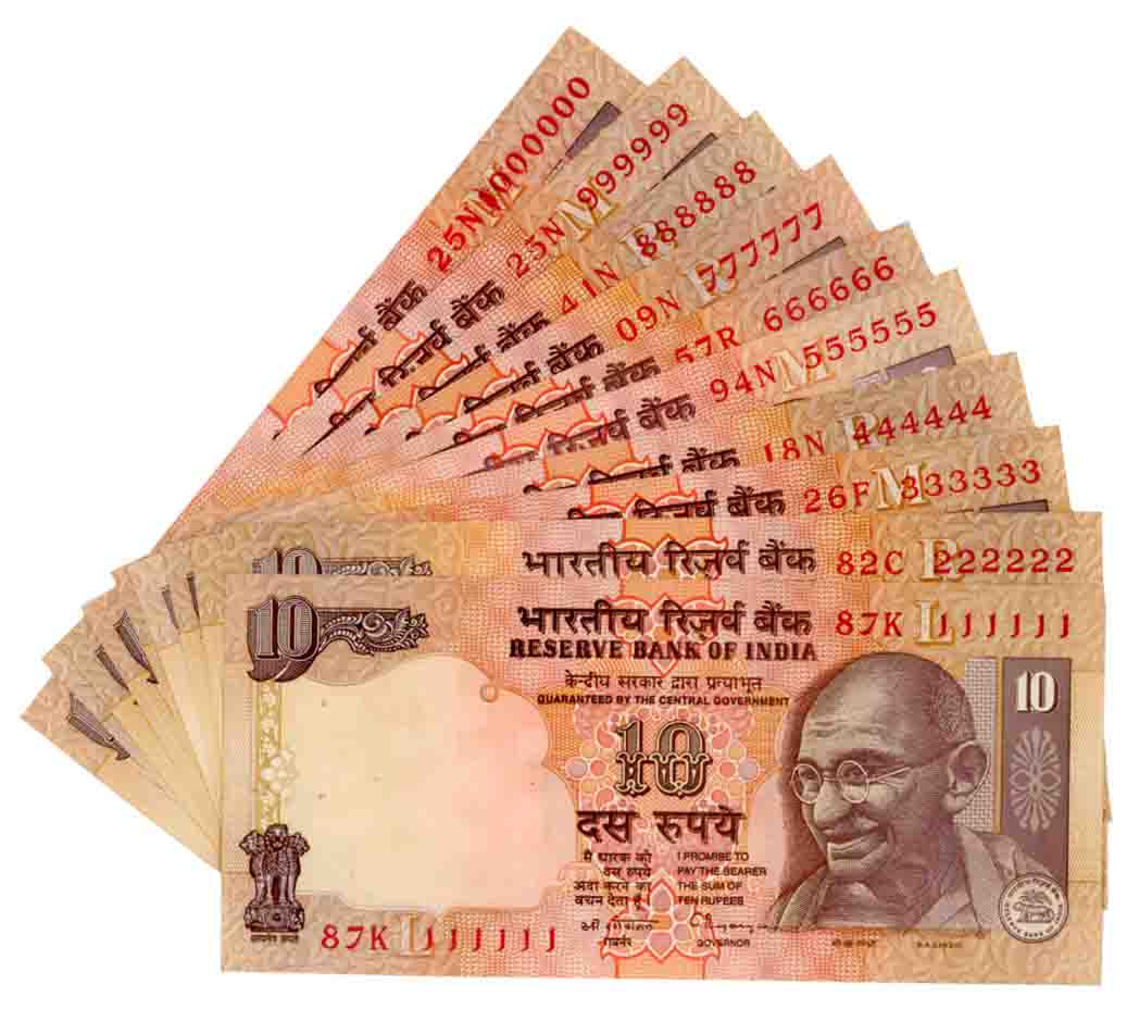 Rupees 10 (10), Fancy Number- 111111 to 1000000, Type 6.4.12, Signed C. Rangarajan, Prefix