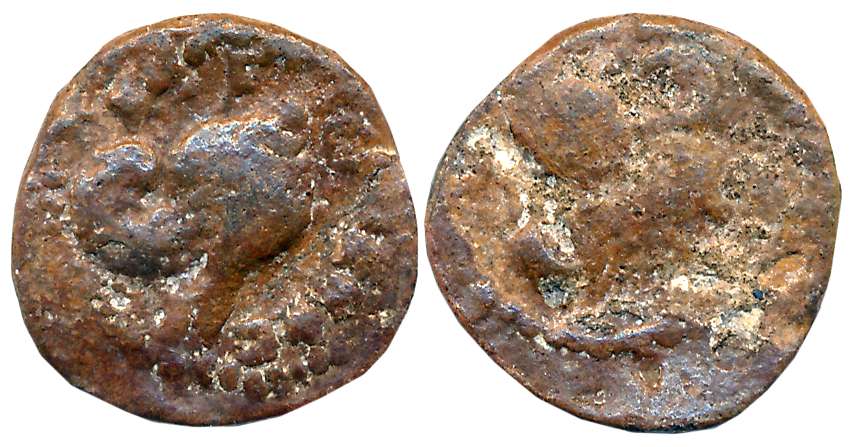 Ancient Malwa, Aulikaras of Mandasor- Feudatories of Guptas, Lead, 3.59g, Obv: Conch- Shan