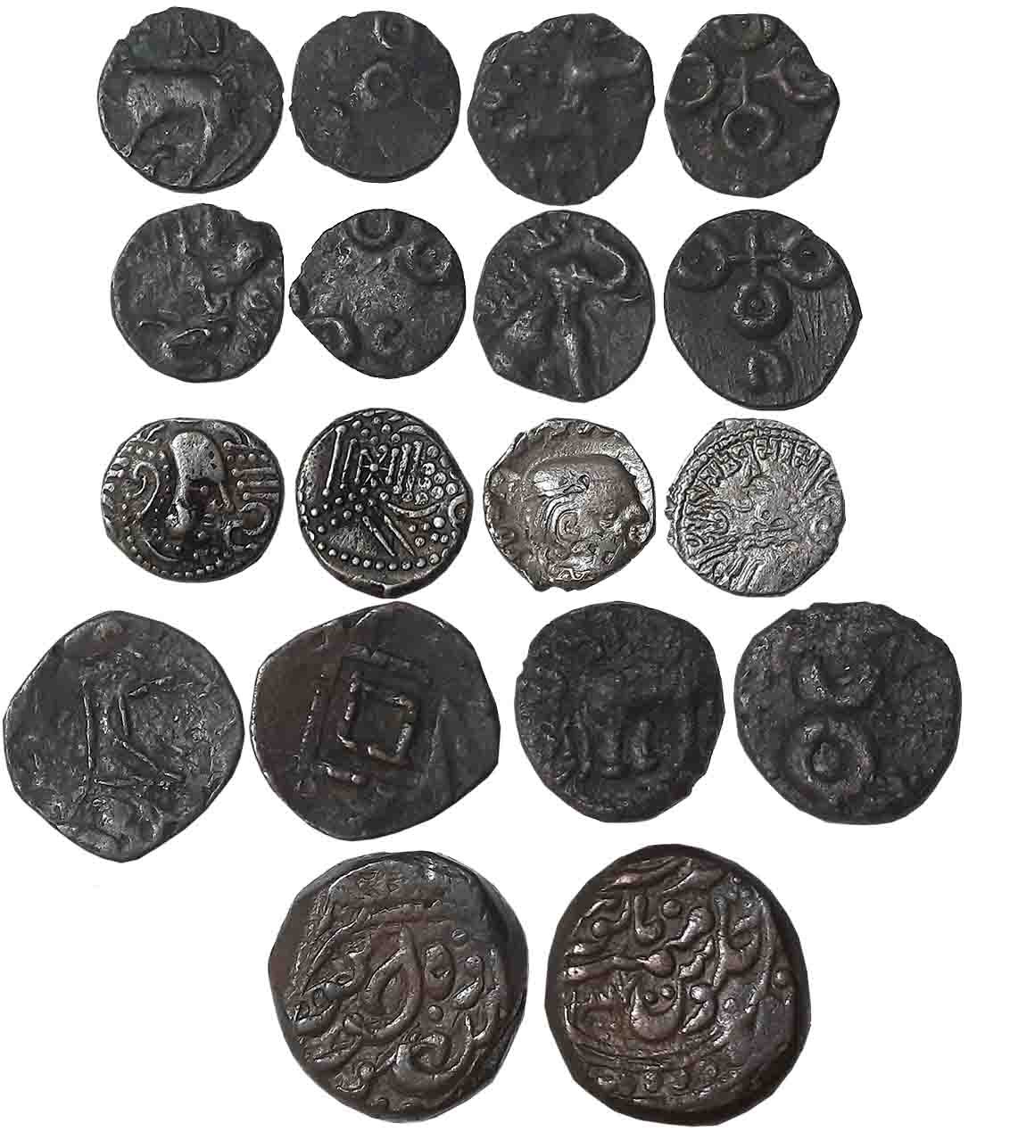 Ancient, Satvahans, Elephant type, Copper (5), Silver, Western Kshatrapas (1), Silver, Med