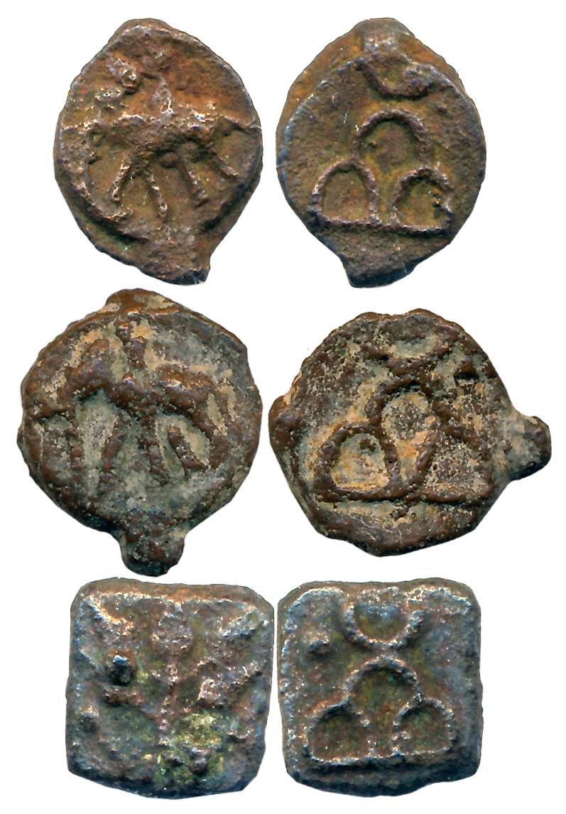 Mauryan/ Sunga Period, Uninscribed, Cast Copper (3), 2.87g, 2.36g,1.94g, Obv: Elephant wal