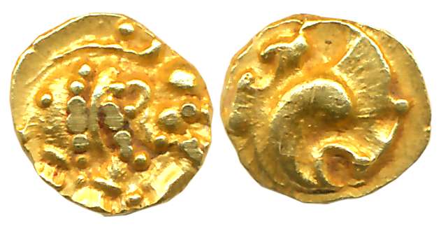 Gangas of Talakadu, Gold Gajapati Fanam, 0.38g, Obv: An ornate Elephant standing to right,