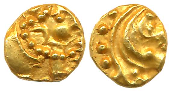 Gangas of Talakadu, Gold Gajapati Fanam, 0.38g, Obv: An ornate Elephant standing to right,